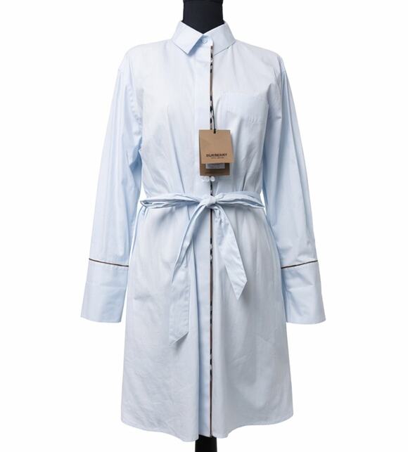 Burberry Dresses & Skirts - Burberry Pale Blue Button-Front Tie-Waist Shirt Dress 6